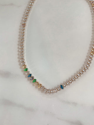 Celeste Rainbow Rhinestones Necklace.