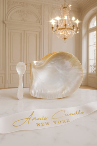 Moonlit Tides — Mother of Pearl Caviar Seashell Plate & Spoon Set of 5