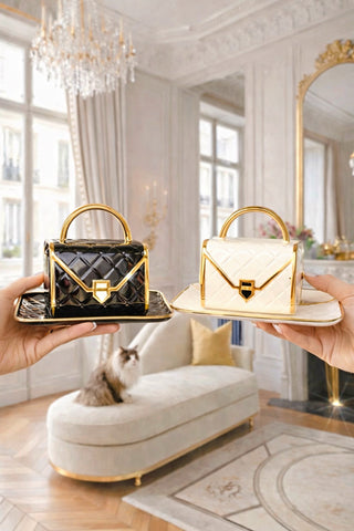 Le Sac Parisien Handbag Cup & Saucer with Spoon – Set of 2