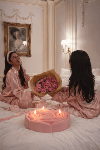 3-Wick Rosette d’Anaïs Flower Candle in Blush Pink