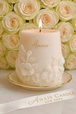 Embossed Floral Candle designed and handcrafted by Anaïs Candle.