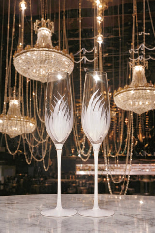 Feather Bliss Champagne Flute Set of 2 - Exclusive Design