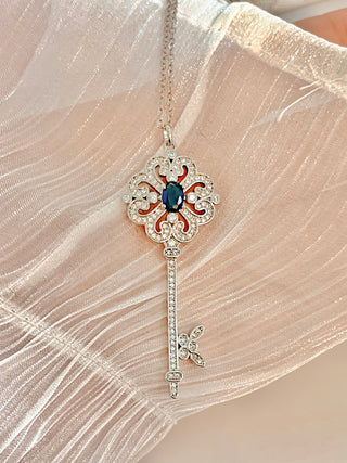 Scarlett Sapphire Key Rhinestone Necklace.
