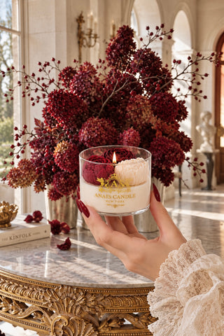 Peony Bouquet Candle in Burgundy Velvet  - Limited Edition