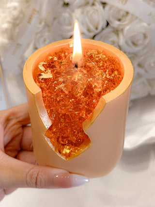 18K Gold Citrine Crystal Candle – Prosperity & Success