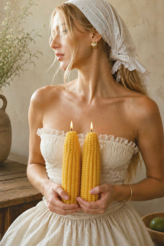 Golden Harvest Corn Candle Set of 2