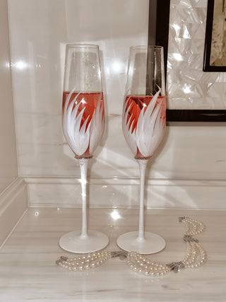 Feather Bliss Champagne Flute Set of 2 - Exclusive Design