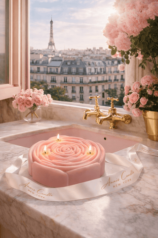 3-Wick Rosette d’Anaïs Flower Candle in Blush Pink