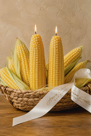 Golden Harvest Corn Candle Set of 2