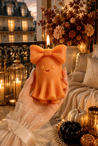 Halloween Bow & Boo Candle in Autumn Glow
