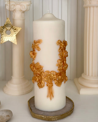 “Promise of Life” -Golden Wheat Pillar Candle XXL