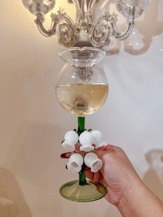 ‘Lily of the Valley’ Sculpted Wine Glass - Handmade 1.