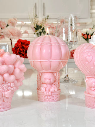 Balloon Bear Candle Set of 3 in French Rose Pink