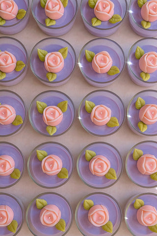 A fresh, newly handcrafted batch of Blooming Tulip Candles.