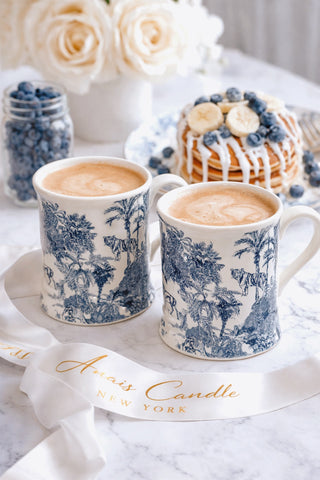 Bleu Riviera Toile Mug Set of 2 is high-end drinkware for your home