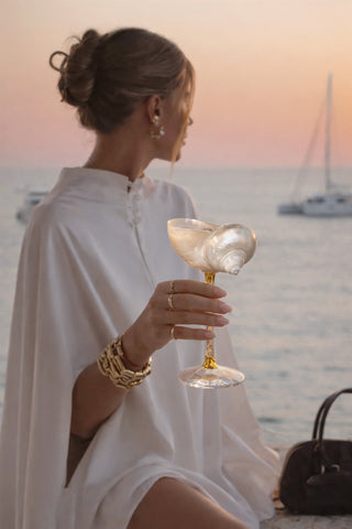 Seashell Enchanté Cup™️ Set of 2 in Gold Crystal used for sparkling drinks