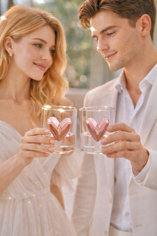 Étreinte d’Amour Heart Glass Cups Set of 2