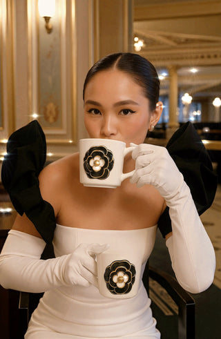 Château Camellia Ceramic Tea/Coffee Cup Set of 2 - White