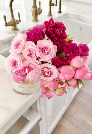 Peony Bouquet Candle in Blushing