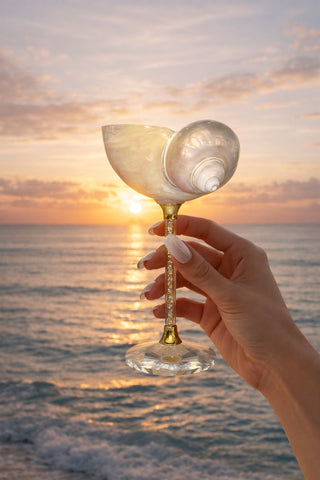 Seashell Enchanté Cup™️ Set of 2 in Gold Crystal at a 5-Star Restaurant brunch