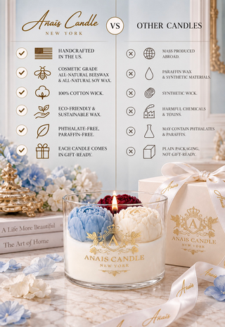 Peony Bouquet Candle in Bleu Bordeaux - Limited Edition