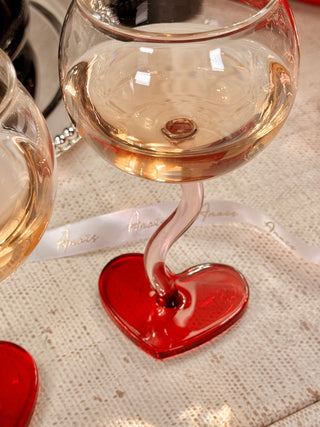 A close up photo of a “My Valentine” Wine Glass Cup.