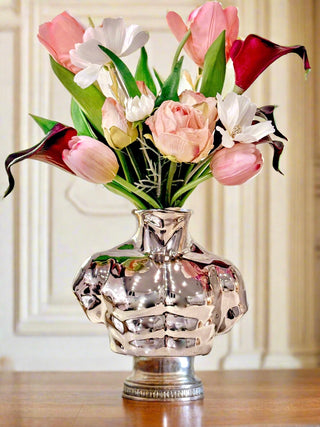 Alexander_Male_Bust_Ceramic_Vase_-_Silver_Electroplated_decorated_with_a_flower_bouquet.