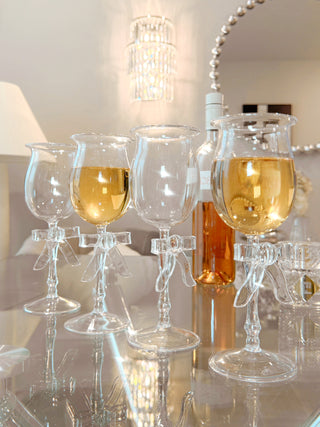 Charlotte Bow Wine Glass Cup Set of 2 featured at a wedding.