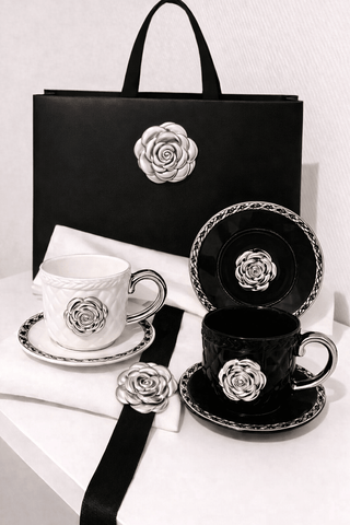 Camellia Haute Quilted Ceramic Tea & Coffee Cup Set at a luxury tea party