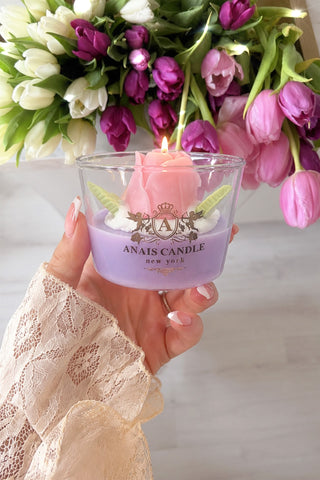 Blooming Tulip Candle in a multi-million dollar mansion living room