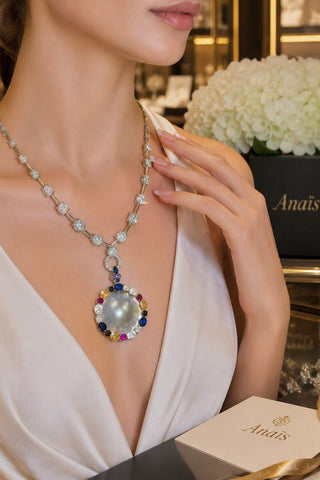 Imperia Genuine Rare XXL Blue Mabe Sea Pearl Necklace
