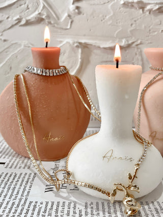 Organic Modern Ceramic Vase Shape Candle Set in Neutral Palette.