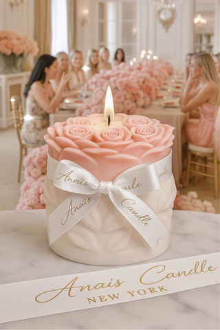 Lavish Rose Bouquet Candle in Pink - XXL