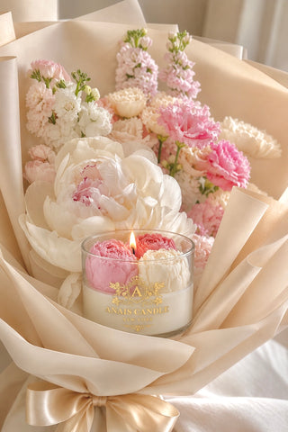 Peony Bouquet Candle in Petal Pink