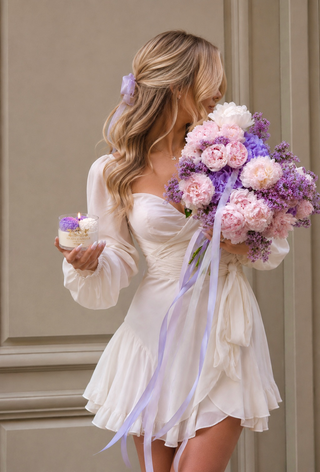 Peony Bouquet Candle in Purple Lavender