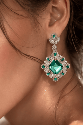 Elegant Emerald Earrings designed for Anaïs Accessories.