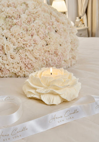 Blooming Peony Candle in White - XXL