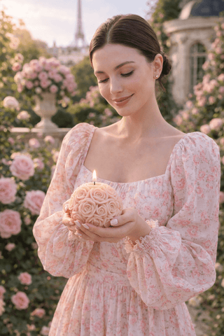Flower Romance in French Rose Pink is made from 100%, all-natural soy wax
