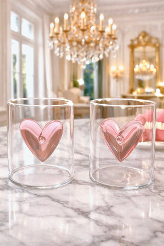 Étreinte d’Amour Heart Glass Cups Set of 2