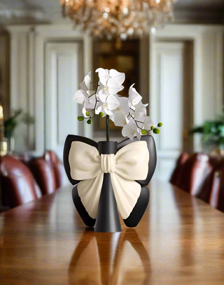 Elegant Bow Tie Vase With Artificial Orchid Flower