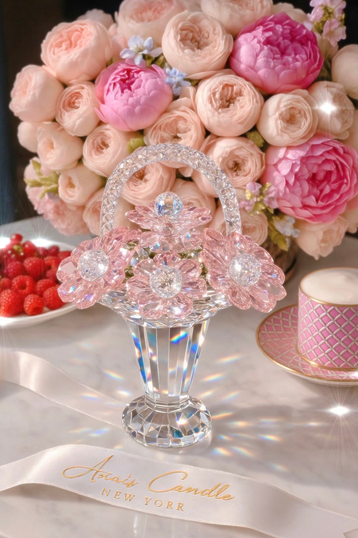 Crystal Glass Blooming Flowers Basket – Anaïs Candle