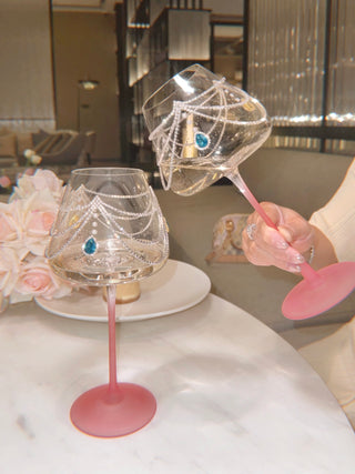 Aurora Diamonds Wine Glass Cup Set of 2