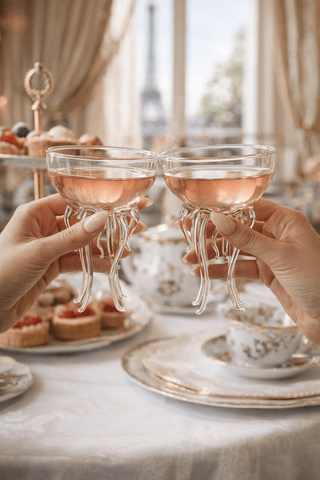 Rainbow Octopus Glass Cup Set of 2 styled for an elegant housewarming part