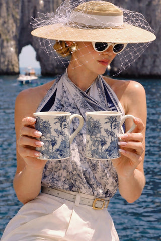 Bleu Riviera Toile Mug Set of 2