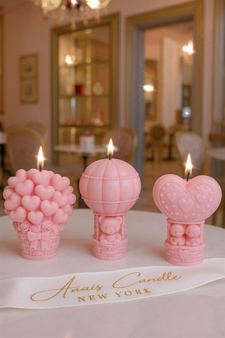 Balloon Bear Candle Set of 3 in French Rose Pink