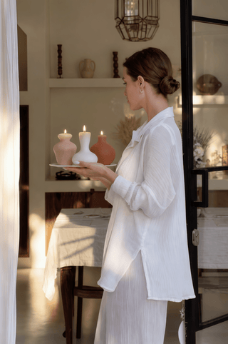 Casa Organic Modern Vessel Candle Set of 3 in a designer penthouse suite