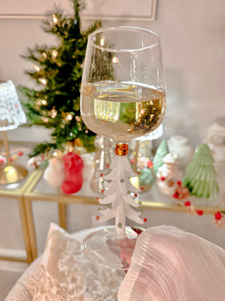 Merry Christmas Wine Flute Set of 2 in White.