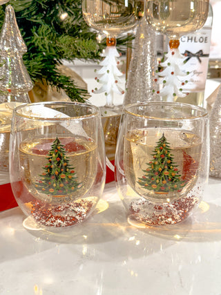 Christmas Confetti Glass Cup Set of 2.