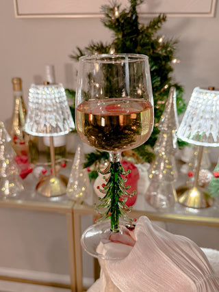 Christmas Tree Glass Cup - Handmade delicately held by its base.