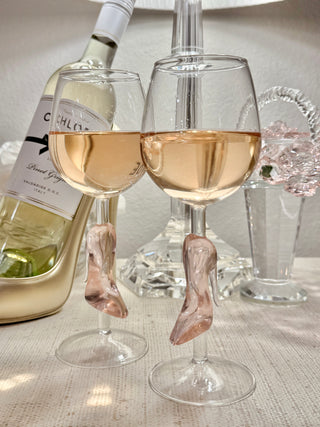 Cindarella’s Glass Slippers Wine Glasses, Set of 2.